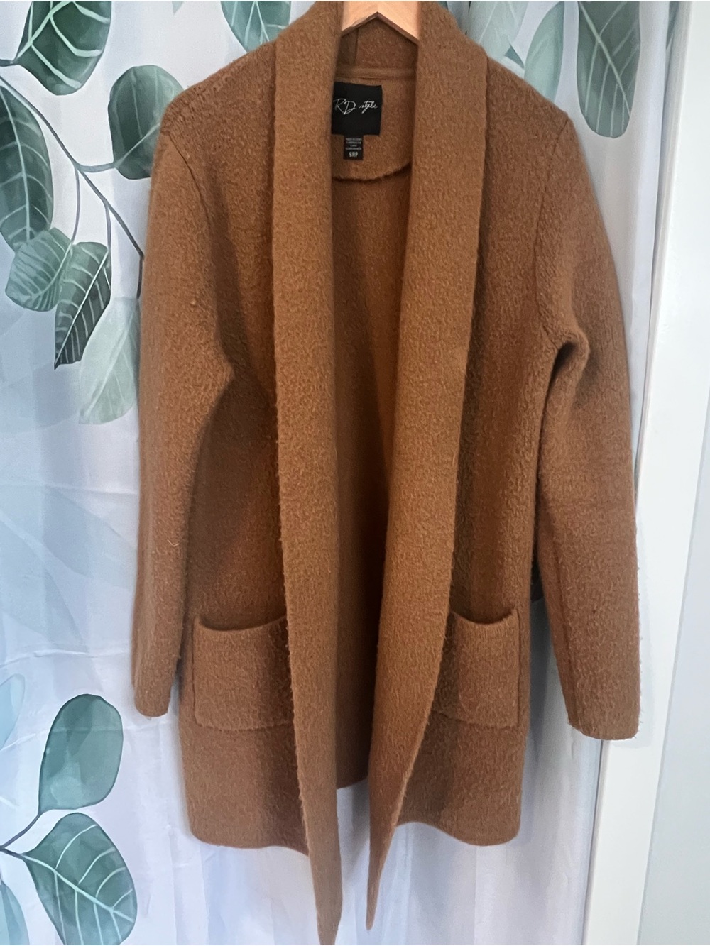 RD Style Open-Front Camel Brown Cozy Cardicoat